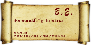Borvendég Ervina névjegykártya